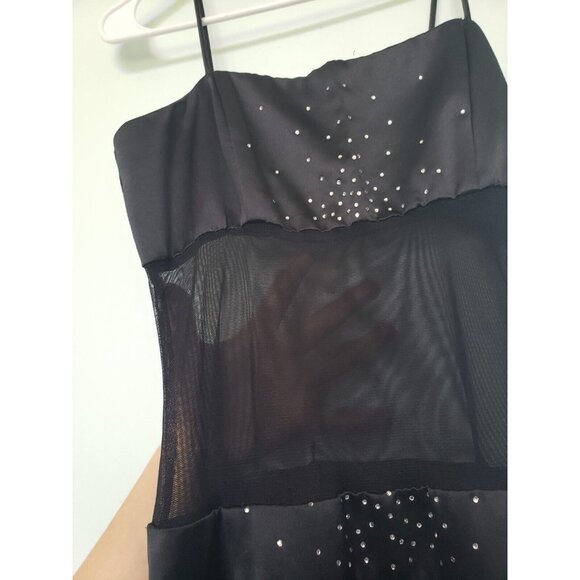 VTG Y2K Jessica McClintock Juniors 5 Prom Dress Homecoming Sheer Mid Black Bling - Picture 5 of 6